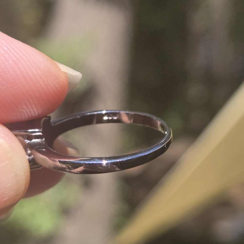 Blue Naturak Topaz 4k Sterling Rhodium & Gold Ring Sz5.5 - Picture 10 of 10